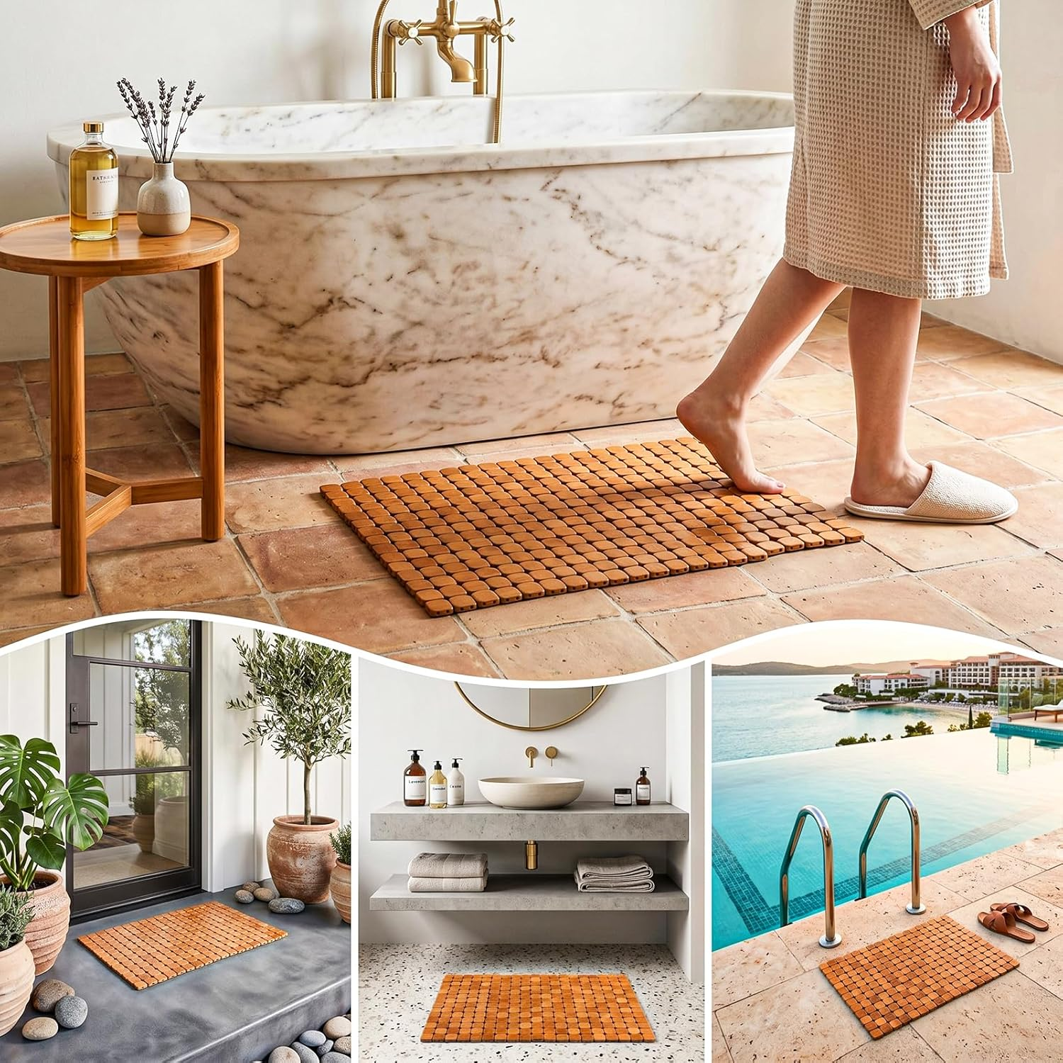 Tapete de Banho de Bambu Natur - Bamboo Bath Mat avaliação e preço